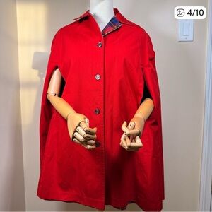 Vintage Reversible Red Tartan Plaid Wool Cape Coat | Scottish Swing Cape